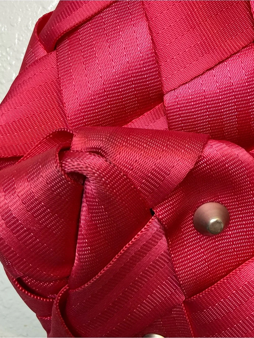 Maggie Bags Seatbelt Laptop Messenger Bag Deep Pink Woven Work Bag Travel Tote